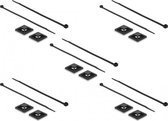 DeLOCK Tie-wraps 200 x 4,8mm (10 stuks) met zelfklevende houders (10 stuks) / zwart
