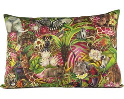 African Jungle Full design Kussenhoes - WhimsicalCollection - Katoen 70 x 50 cm ritssluiting - Afrika - Jungle - Wilde dieren - Kleed jouw huis of tuin prachtig aan met deze kussenhoes. Gemaakt in Zuid Afrika - Kussen niet inbegrepen