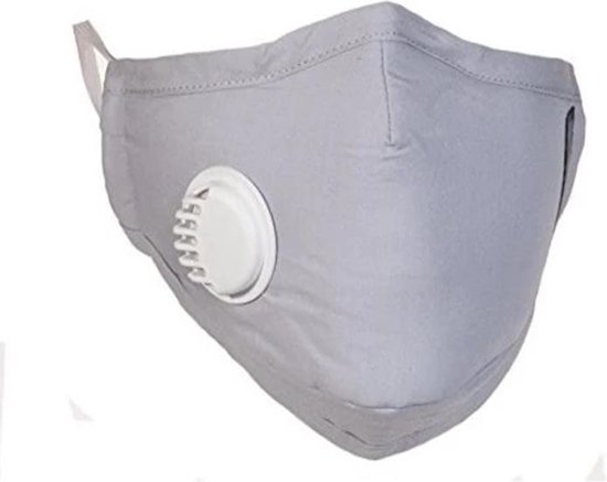 Masque buccal avec filtre respiratoire - Lavable et réutilisable - Grijs