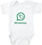 Baby cadeau - Rompertje baby - Whatsupp - Romper wit - Maat 50/56 * zwangerschap cadeau * kraamcadeau meisje * kraamcadeau jongen * rompertjes baby
