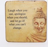 Houten Quote magneet 6x6 cm Laugh when you can