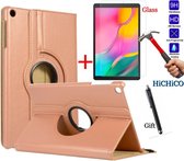 Samsung Galaxy Tab A 10.1 (2019) SM-T510 / T515, HiCHiCO Tablet Hoes 360° draaistand Cover Tablet hoesje Goud en Stylus Pen + Screen Protector