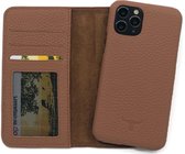 Dutchic Lederen Apple iPhone 11 Pro Max Hoesje (Tweedelige ontwerp: Book Case / Hardcase - II Latte Brown)