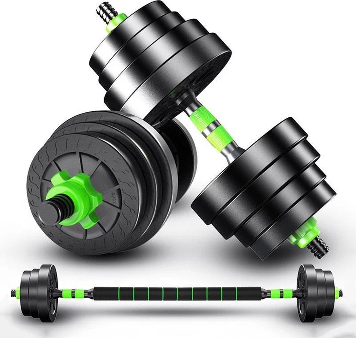 EchoGoods Dumbellset 30 KG - 2 x 15 KG - Inclusief GRATIS krachtoefeningen - Verstelbare dumbells -