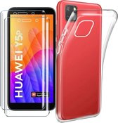 Huawei Y5p Silicone hoesje + 2X Tempered Glas Screenprotector