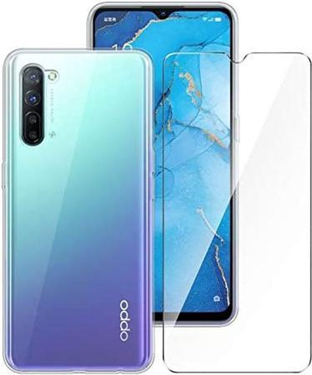 Oppo Reno 3 4G Silicone hoesje + 2X Tempered Glas Screenprotector