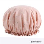 Dikke 1Stuks Douche muts - Shower Cap - Pink Flower - Waterdicht - BadMuts  - Dubbele Laag - Douchemuts Haar Cover Bedekking - Vrouwen Benodigdheden DoucheCap Badkamer Accessoires