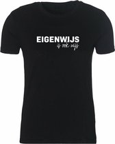 Eigenwijs is ook wijs Rustaagh unisex kinder t-shirt maat 134-146