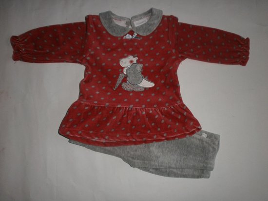 Noukie's - Pyjama - 2delige - Rood / grijst - Victoria - 74 - 9maand