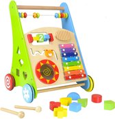 Loopwagen Hout voor Baby +/- 1 jaar | Babywalker | Educatieve looptrainer | Anti-Slip wieltjes | 38 x 32 x 46cm