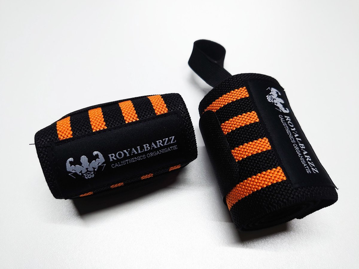 Royalbarzz Premium Wrist Wraps (Orange King) - Pols Bandage voor Calisthenics | Street Workout | Crossfit | Krachtsporten - Merkloos
