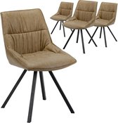 Set van 4 stoelen voor eetkamer uit PU-stof lichtbruin metalen frame