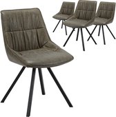 Set van 4 stoelen voor eetkamer uit PU-stof taupe metalen frame