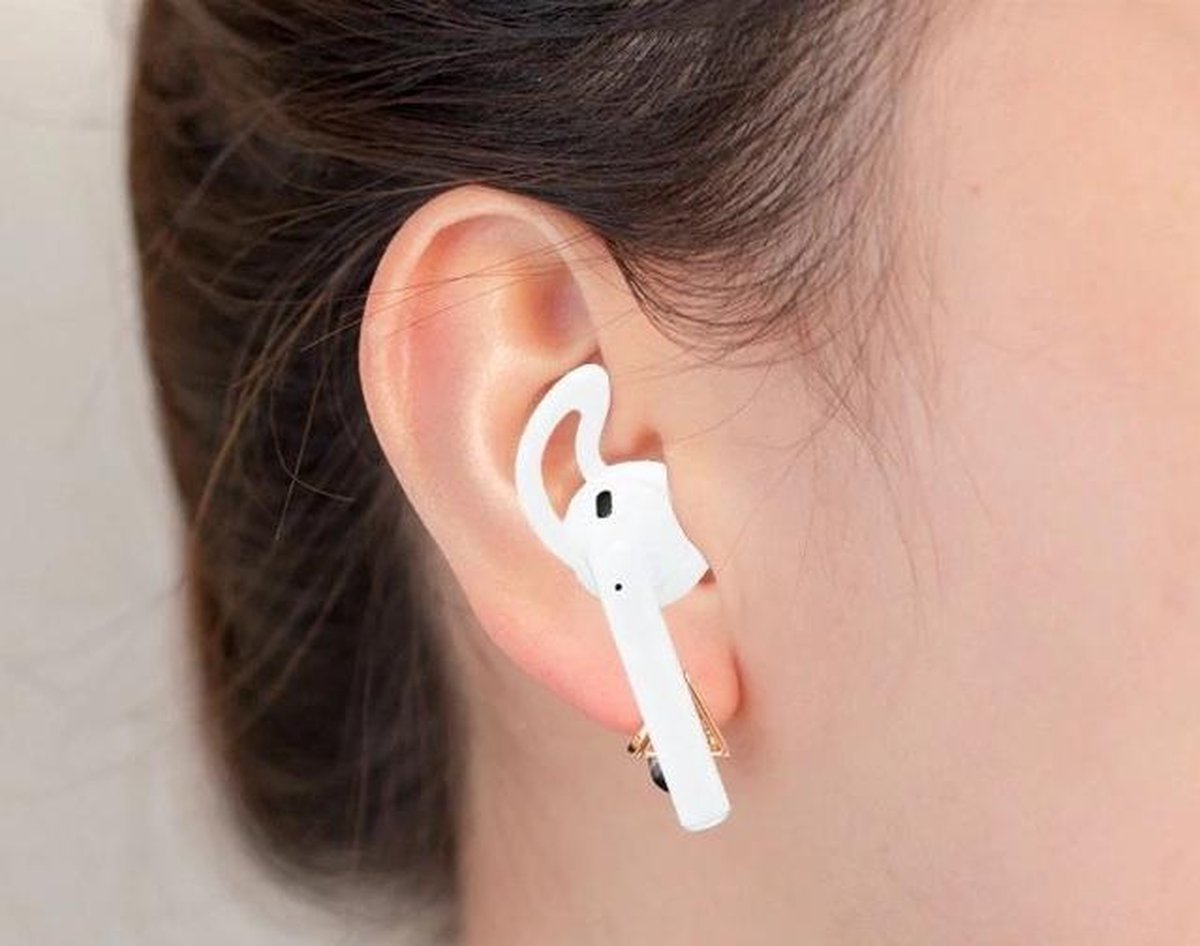AirPods 1 & 2 hoesje siliconen wit - schokbestendig, stijlvol, draadloos opladen, flexibel, beschermcase - Afbeelding 5
