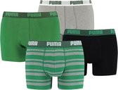 PUMA Basic Stripe Boxershort - 4-pack - Groen - Maat XL