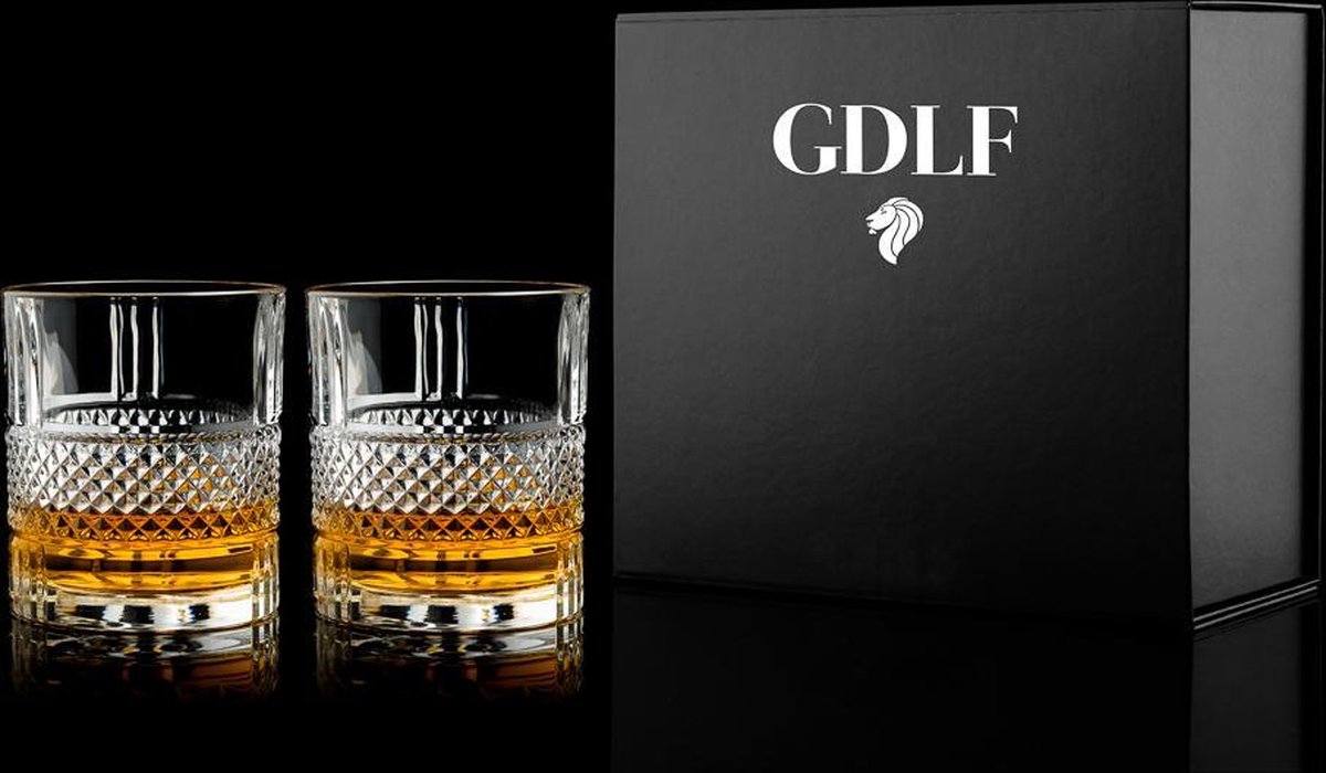 Grote whiskey glazen Superior set van 2 in geschenkdoos by GDLF