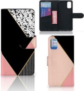 GSM Hoesje Geschikt voor Samsung Galaxy A41 Bookcase Black Pink Shapes