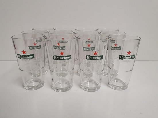 Lot De 12 Verres à Bière Heineken 'Voerman' 25 Cl - Verres à Pied Pour Déguster La Bière - Service Complet Pour Fête