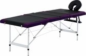 vidaXL Massagetafel inklapbaar 4 zones aluminium zwart en paars