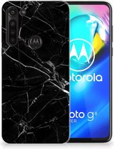 Smartphone hoesje Motorola Moto G8 Power Transparant Hoesje Marmer Zwart