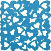 Hartjes vilt onderzetters  - Lichtblauw - 6 stuks - 9,5 x 9,5 cm - Tafeldecoratie - Glas onderzetter - Valentijn - Cadeau - Woondecoratie - Tafelbescherming - Onderzetters Voor Gla