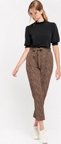 LOLALIZA Broek met leopard print en ceintuur - Camel - Maat 34