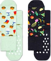 Happy Socks Sokken Kids Anti-Slip 2 Pack Food Socks Zwart Maat:6-12 mnd