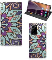 Smartphone Hoesje Geschikt voor Samsung Galaxy Note 20 Ultra Mobiel Bookcase Paarse Bloem