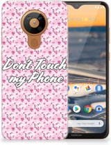 Back Cover Siliconen Hoesje Nokia 5.3 Hoesje met Tekst Flowers Pink Don't Touch My Phone