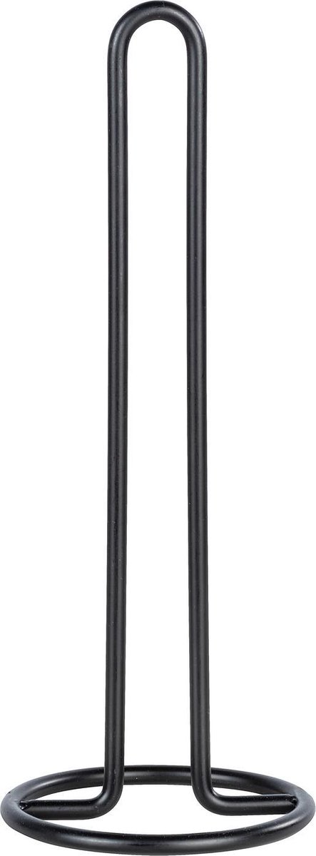 WENKO Keukenrolhouder mat zwart staal 12,5x32,5cm - Keukenpapierhouder staand
