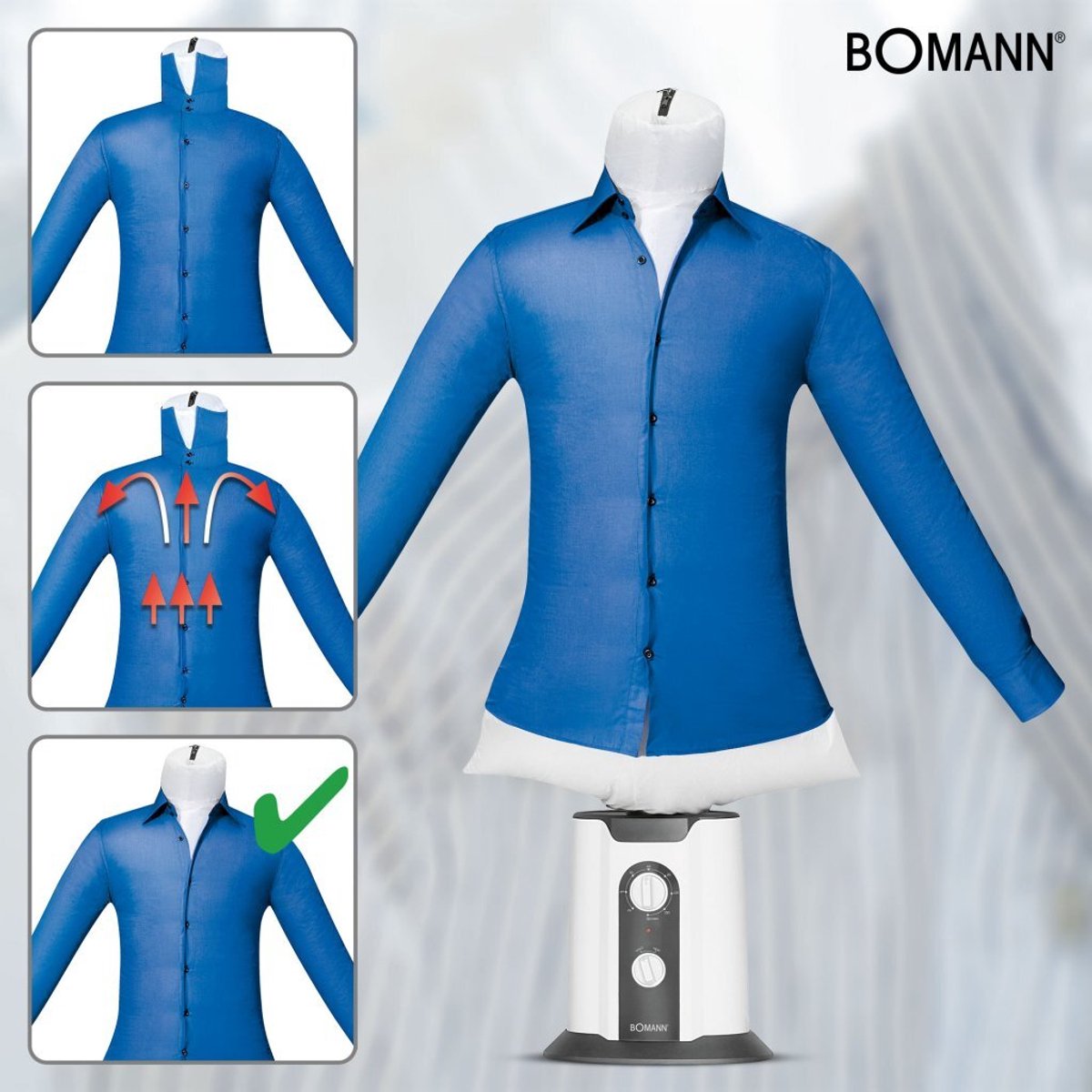 Bomann HBB 6025 CB Shirt- en Blousepers Wit/Grijs