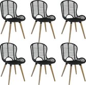 Eetkamerstoelen set 6 stuks ROTAN  (Incl LW anti kras viltjes) - Eetkamer stoelen - Extra stoelen voor huiskamer - Dineerstoelen – Tafelstoelen