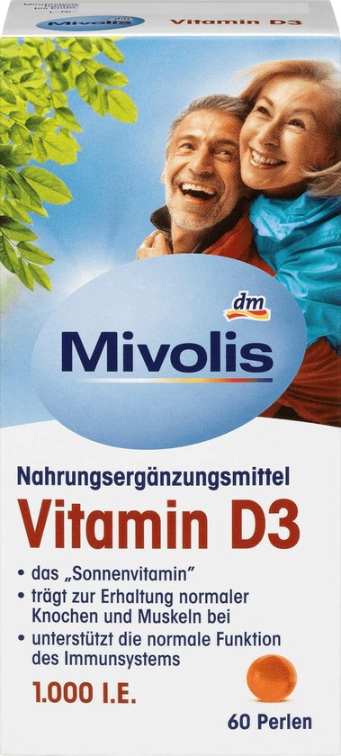 Vitamine D Volwassenen - Mivolis  D - parels (60 stuks) - Vitamine D - Vitamine D3 1000 iu - Vitamine D Volwassenen