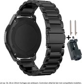 Zwart Metalen Bandje voor (zie compatibele modellen) 24mm Smartwatches van Sony, Suunto & Michael Kors – Maat: zie maatfoto – 24 mm black smartwatch strap