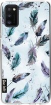 Casetastic Samsung Galaxy A41 (2020) Hoesje - Softcover Hoesje met Design - Feathers Blue Print