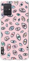 Casetastic Samsung Galaxy A71 (2020) Hoesje - Softcover Hoesje met Design - Eyes Pink Print