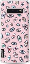 Casetastic Samsung Galaxy S10 Plus Hoesje - Softcover Hoesje met Design - Eyes Pink Print