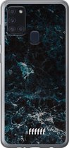 Samsung Galaxy A21s Hoesje Transparant TPU Case - Dark Blue Marble #ffffff