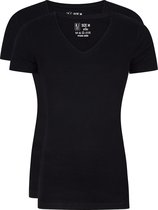 RJ Bodywear Everyday Alkmaar T-shirts (2-pack) - heren rib T-shirts diepe V-hals - zwart - Maat: XXL