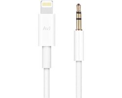 AvJ Aux Kabel - Auto iPhone - Iphone Aux - kabel auto - iPad iPod - iPhone Lightning - 3.5 mm - 1 Meter - Wit Tpe