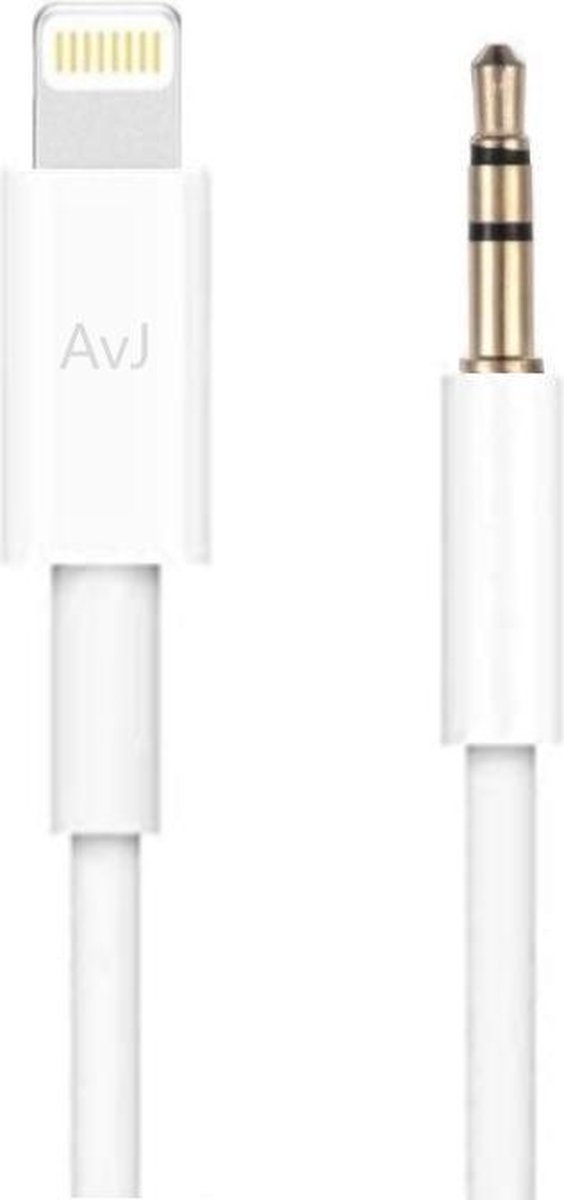 AvJ Aux Kabel - Auto iPhone - Iphone Aux - kabel auto - iPad iPod - iPhone Lightning - 3.5 mm - 1 Meter - Wit Tpe