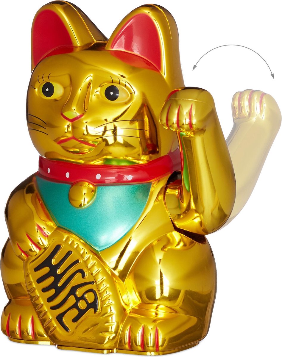 gespannen zonnebloem Oeps relaxdays - Maneki Neko - zwaaiende kat - geluksbrenger Chinese kat -  gelukskat | bol.com