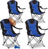 Relaxdays 4 x campingstoel opvouwbaar - klapstoel - vouwstoel - kampeerstoel blauw