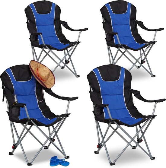 Relaxdays 4 x campingstoel opvouwbaar - - vouwstoel - kampeerstoel blauw | bol.com