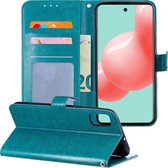 Hoesje Geschikt voor Samsung A71 Hoesje Book Case Hoes Wallet Cover - Hoes Geschikt voor Samsung Galaxy A71 Hoesje Bookcase Hoes - Turquoise