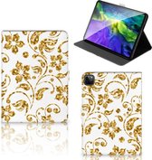 Hippe Hoes iPad Pro 11 (2020) Tablet Hoes met Magneetsluiting Gouden Bloemen