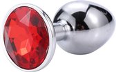 ToySecrets - Aluminium buttplug met rode diamant - Small