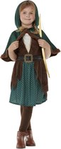 Smiffy's - Robin Hood Kostuum - Deluxe Middeleeuwse Boogschieter Hanna - Meisje - Groen, Bruin - Small - Carnavalskleding - Verkleedkleding