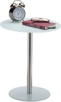 relaxdays Table d'appoint en verre rond en acier inoxydable - table design - table basse - table basse table blanche