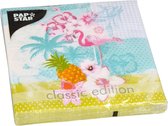 60x Flamingo tropische thema servetten 33 x 33 cm - Papieren servetten - Servetjes tropische vogel print -